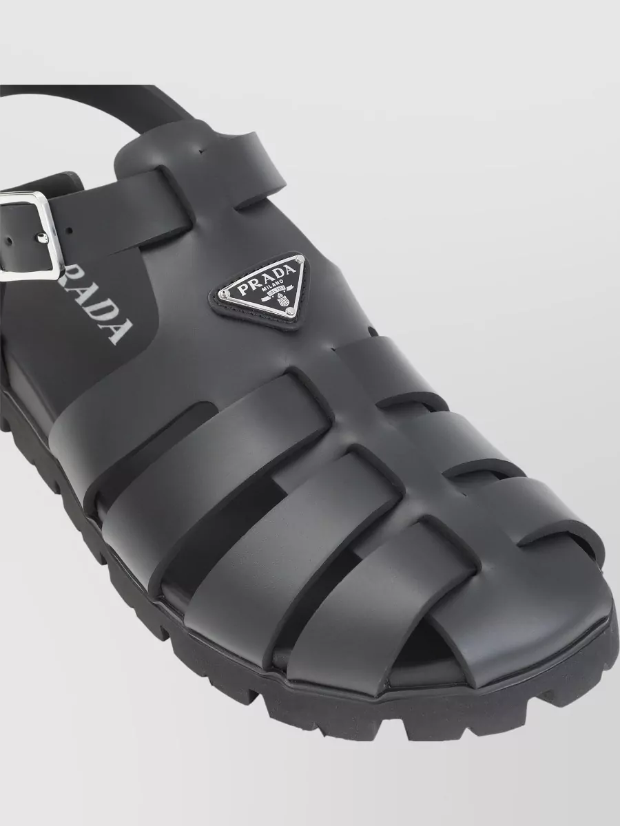 Prada Leather Cage Sandals