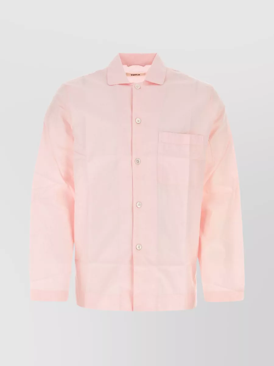Shop Tekla Distinctive Collar Sleep Shirt In Pastel