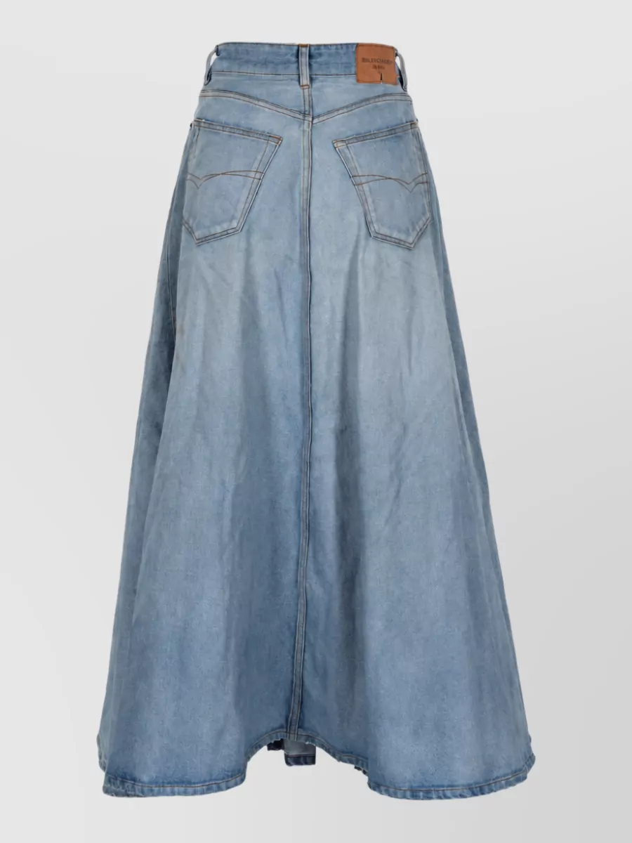 Balenciaga Long Denim Skirt High Waist Flared