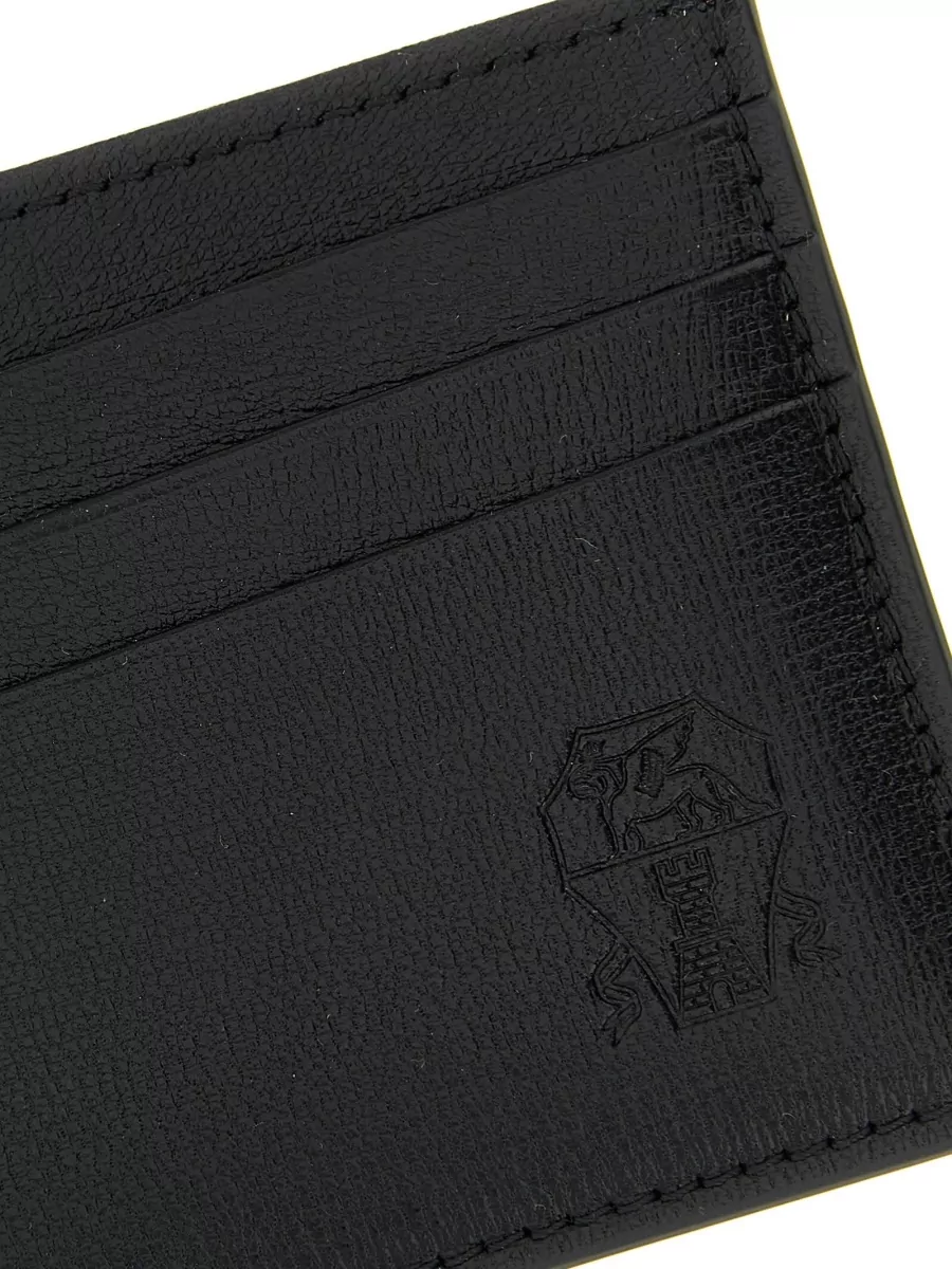 Brunello Cucinelli Heraldic Crest Leather Card Wallet Holder