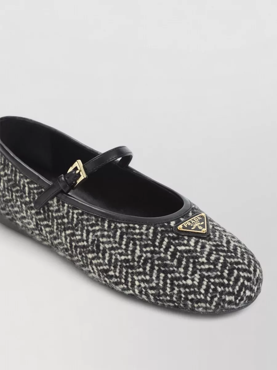 Prada Wool Chevron Mary Jane Ballerina Shoes