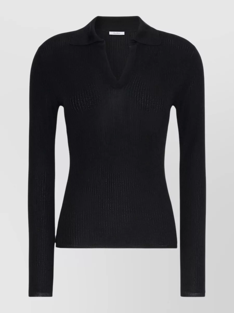 Max Mara silk cashmere long-sleeve polo shirt