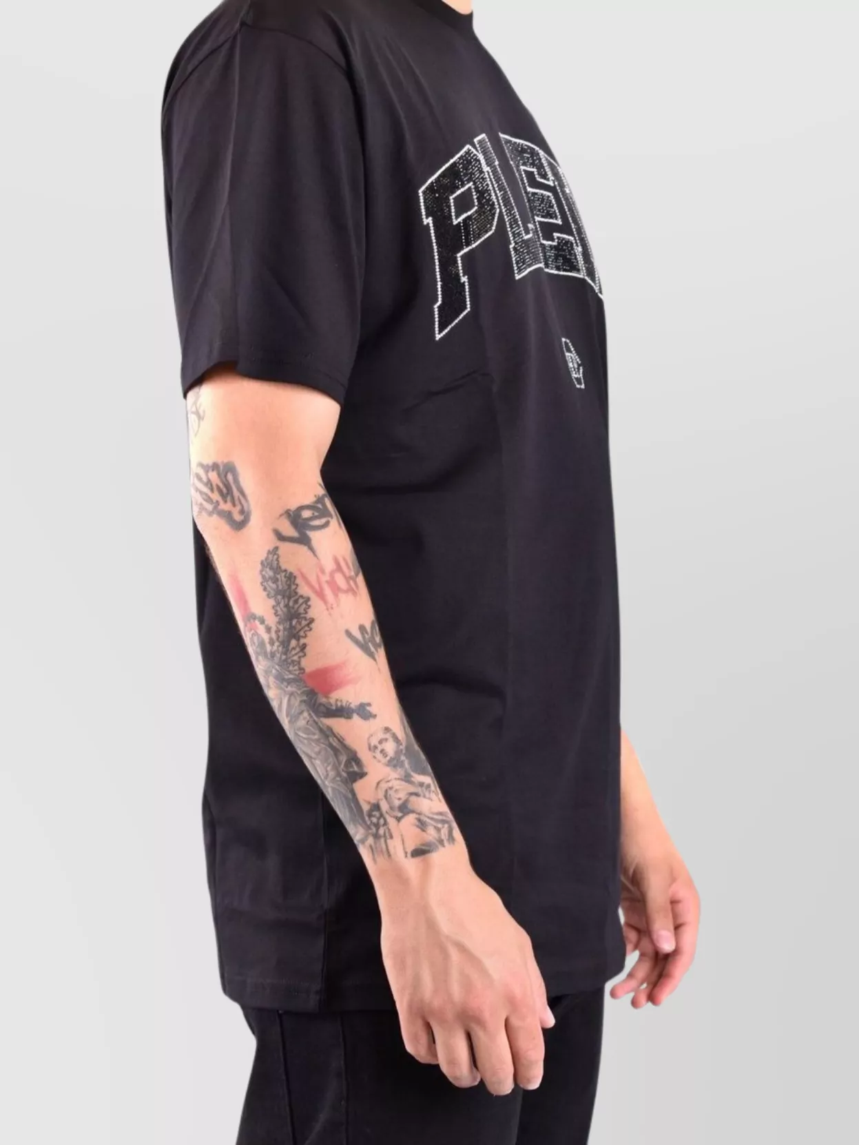 Philipp Plein Crew Neck Logo Embellished Short Sleeve T-Shirt