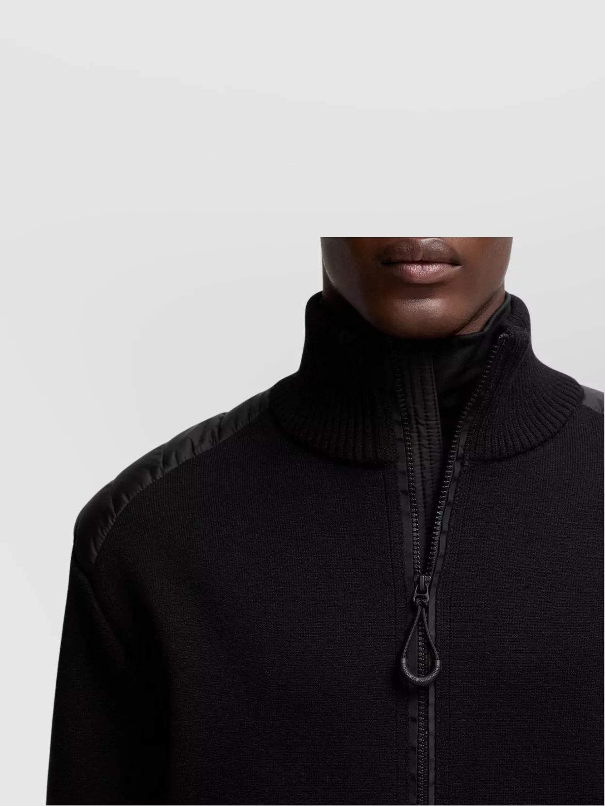 Moncler Padded Wool Zip-up Cardigan In Black
