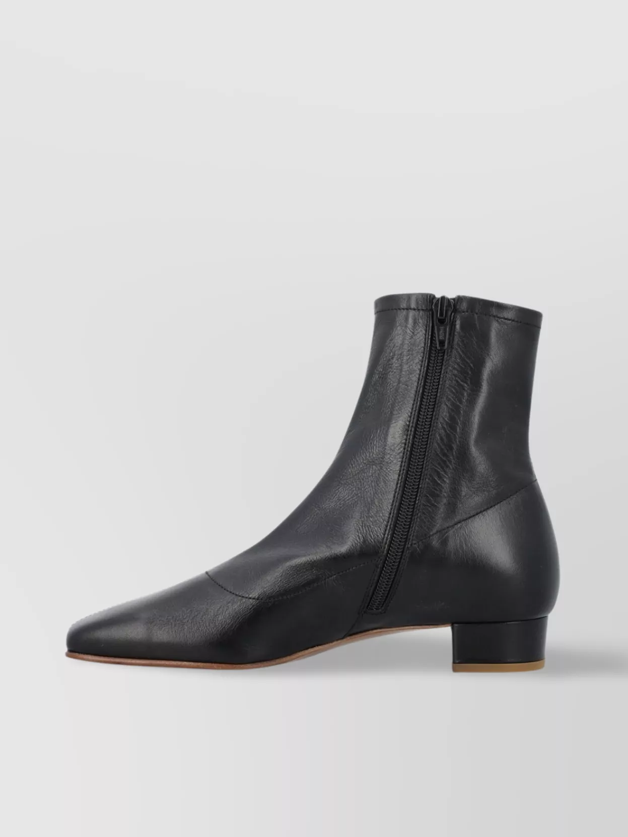 By Far Leather Square Toe Ankle Boot