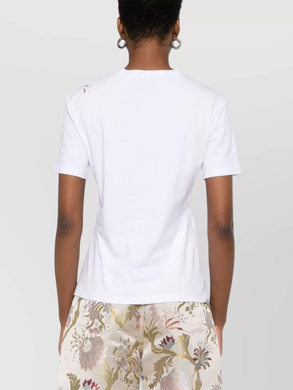 Ermanno Scervino Intricate Floral Cut-out Short Sleeve Top