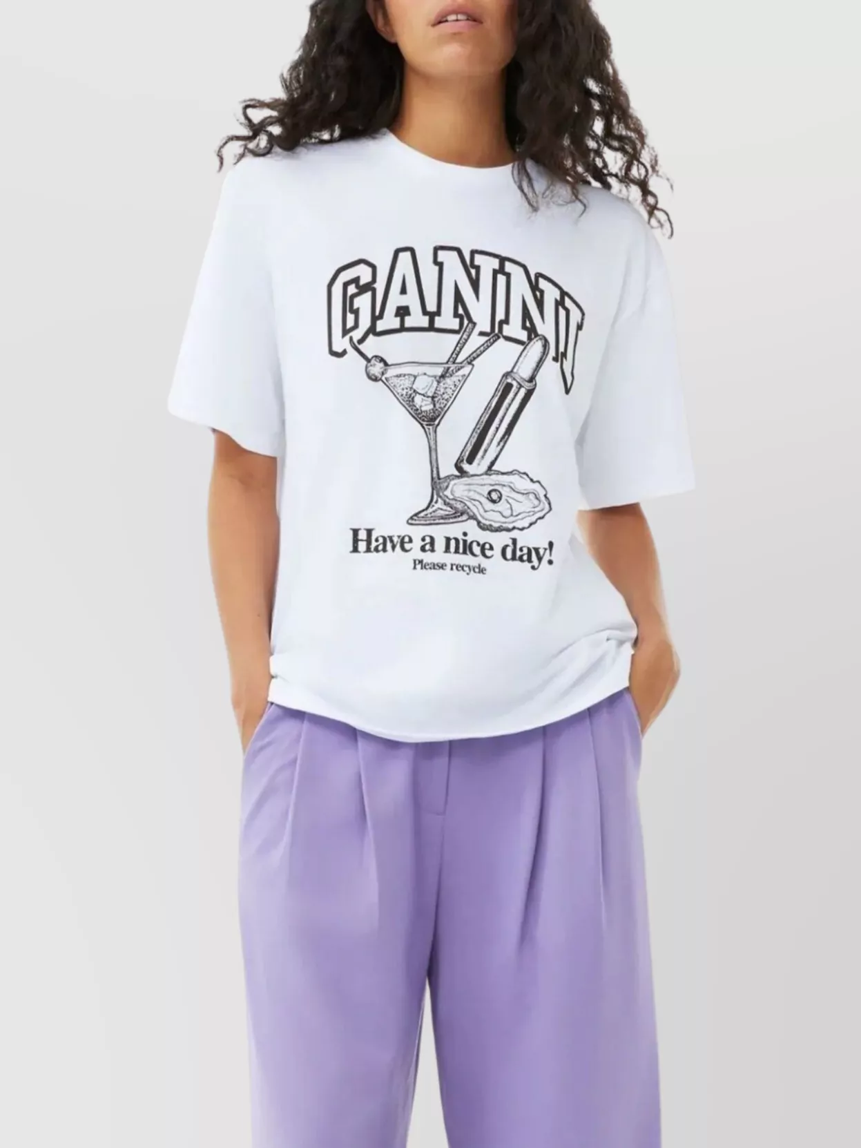 Ganni Graphic Print Crew Neck T-Shirt