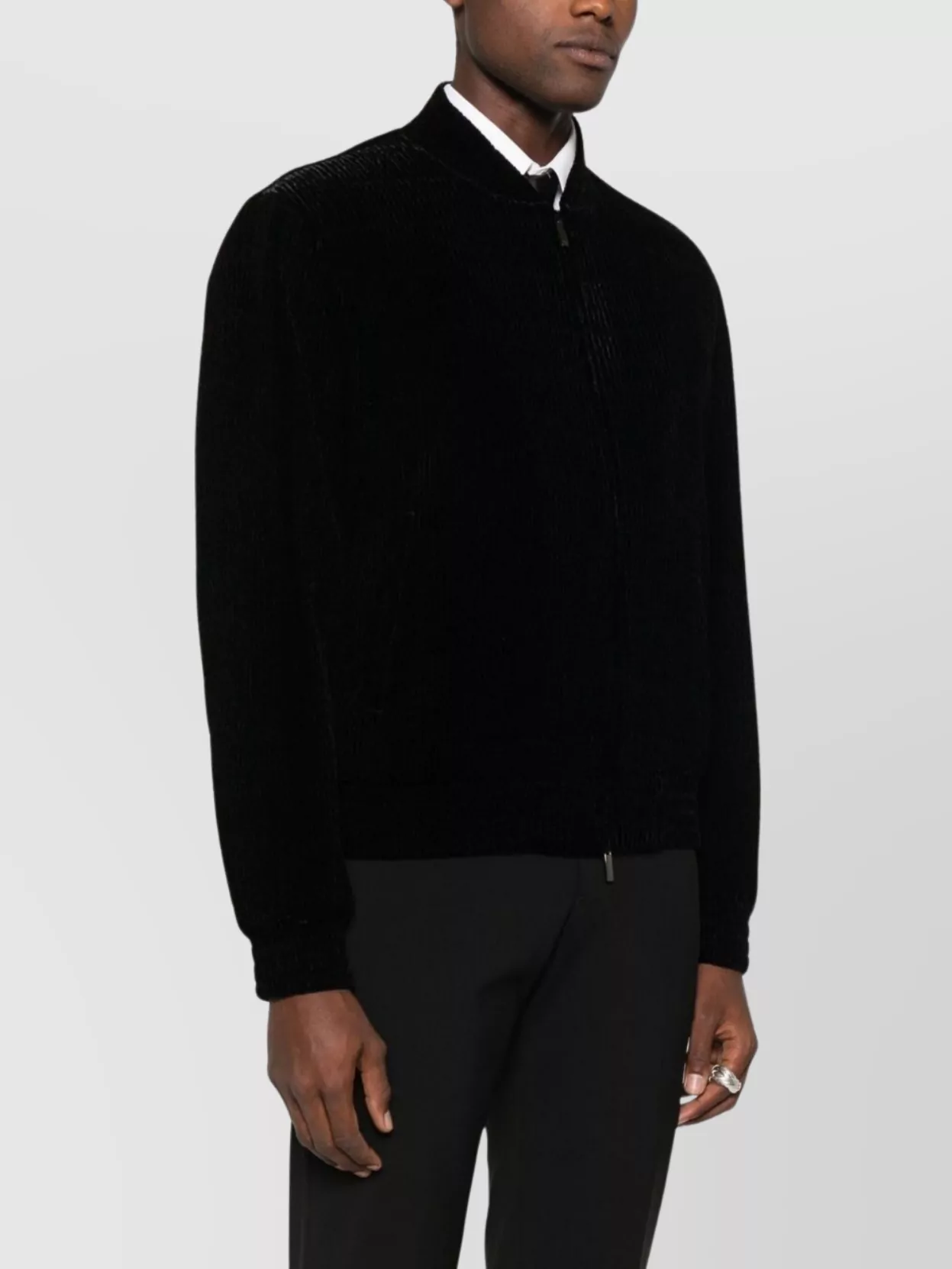 Emporio Armani Ribbed Bomber Jacket Long Sleeves