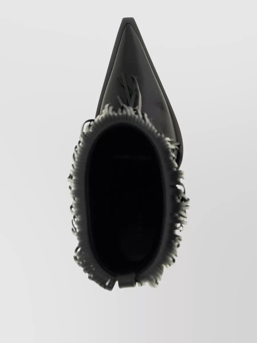Balenciaga Leather Avenue Fringe Ankle Boots
