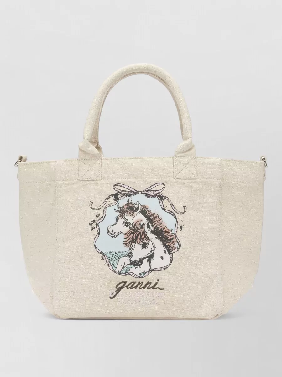 Ganni medium cotton tote bag