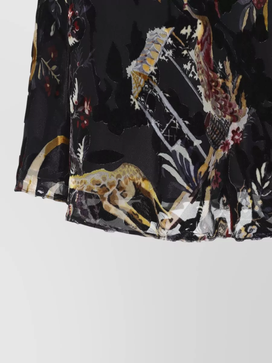 Etro Silk Floral Animal-Print Velvet Devore Midi Skirt
