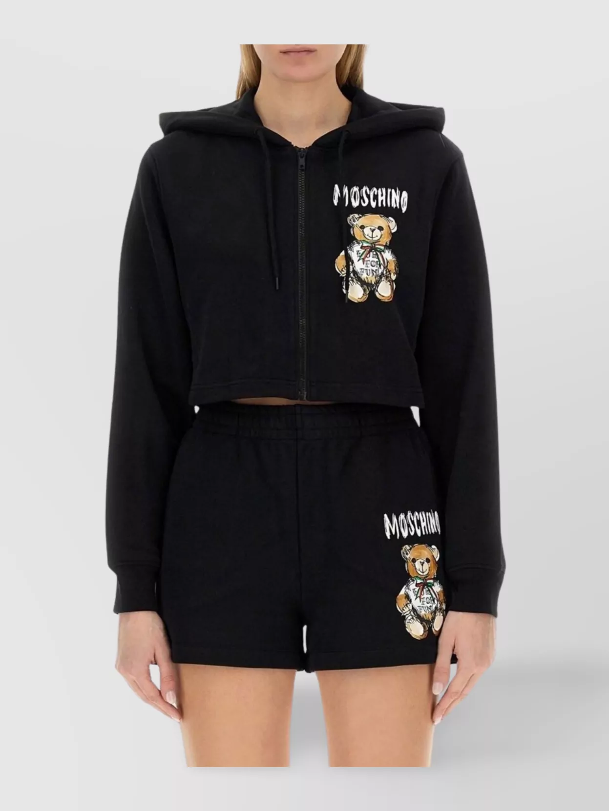 Moschino Teddy Bear Logo Cropped Sweatshirt