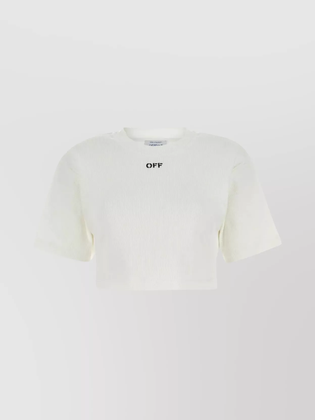 Shop Off-white Cropped Ribbed Cotton T-shirt With Wide Sleeves In White