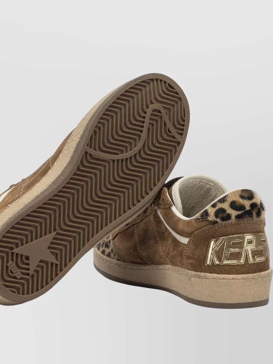 Golden Goose Ball Star Sneakers Low Profile Suede Leopard