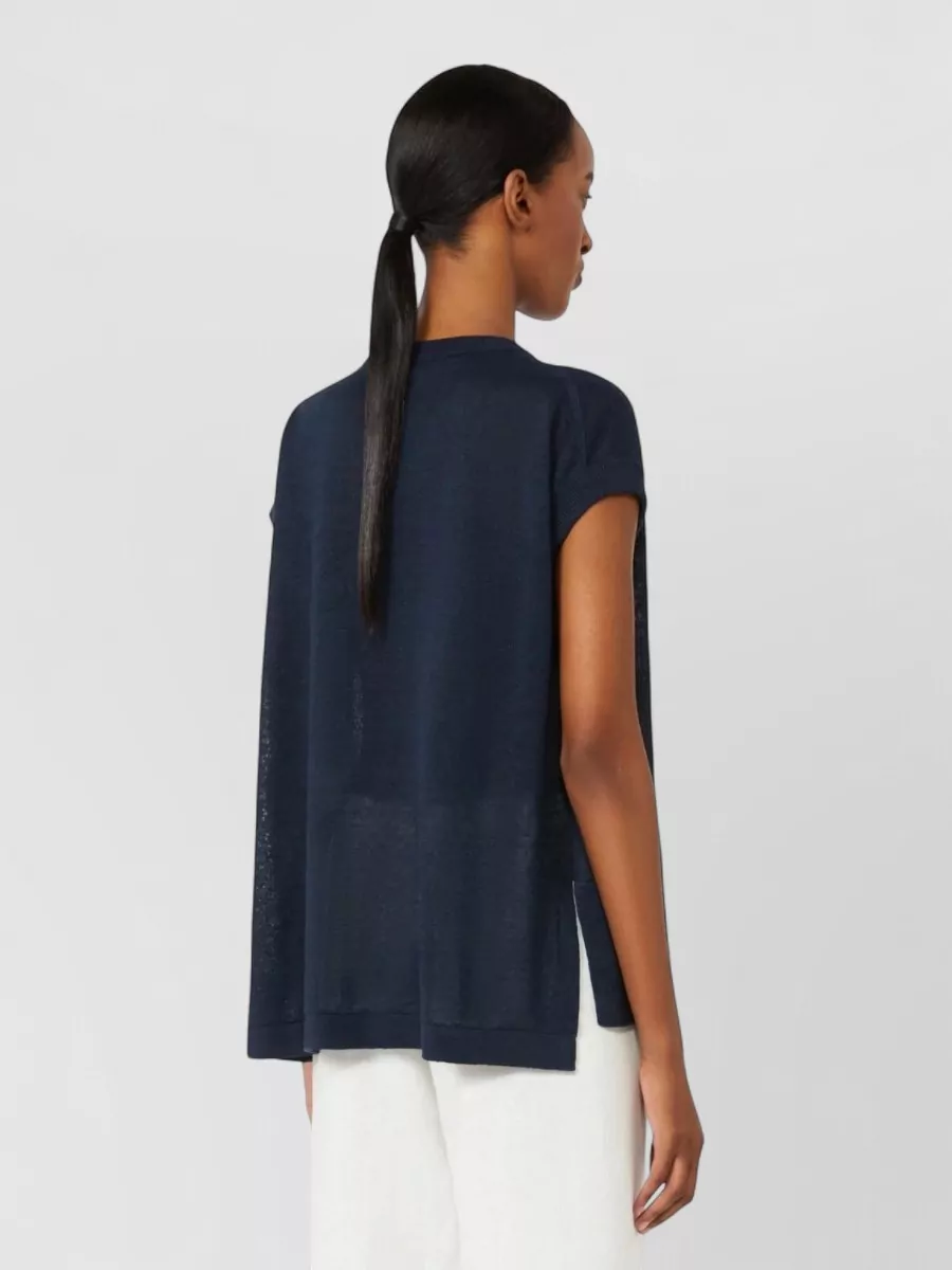 S Max Mara Linen V-Neck Knitted Vest
