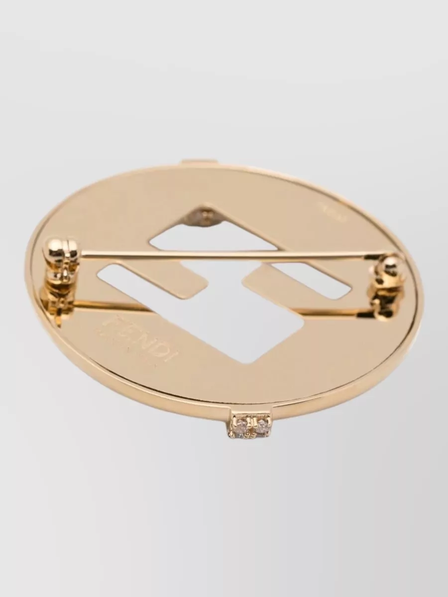 Fendi Embellished Logo Brooch
