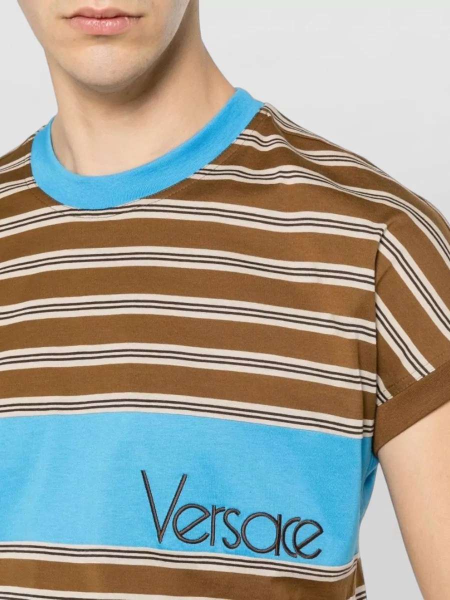 Versace Striped Cotton Short-Sleeve Crew-Neck T-Shirt