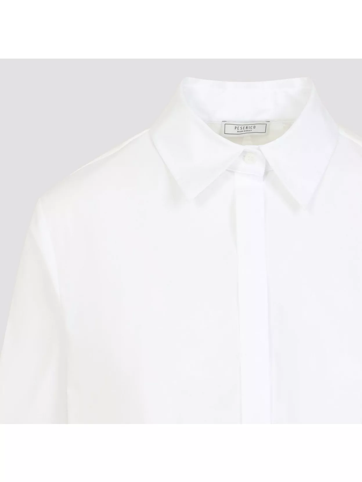 Shop Peserico Cropped Cotton Shirt Buttoned Cuffs