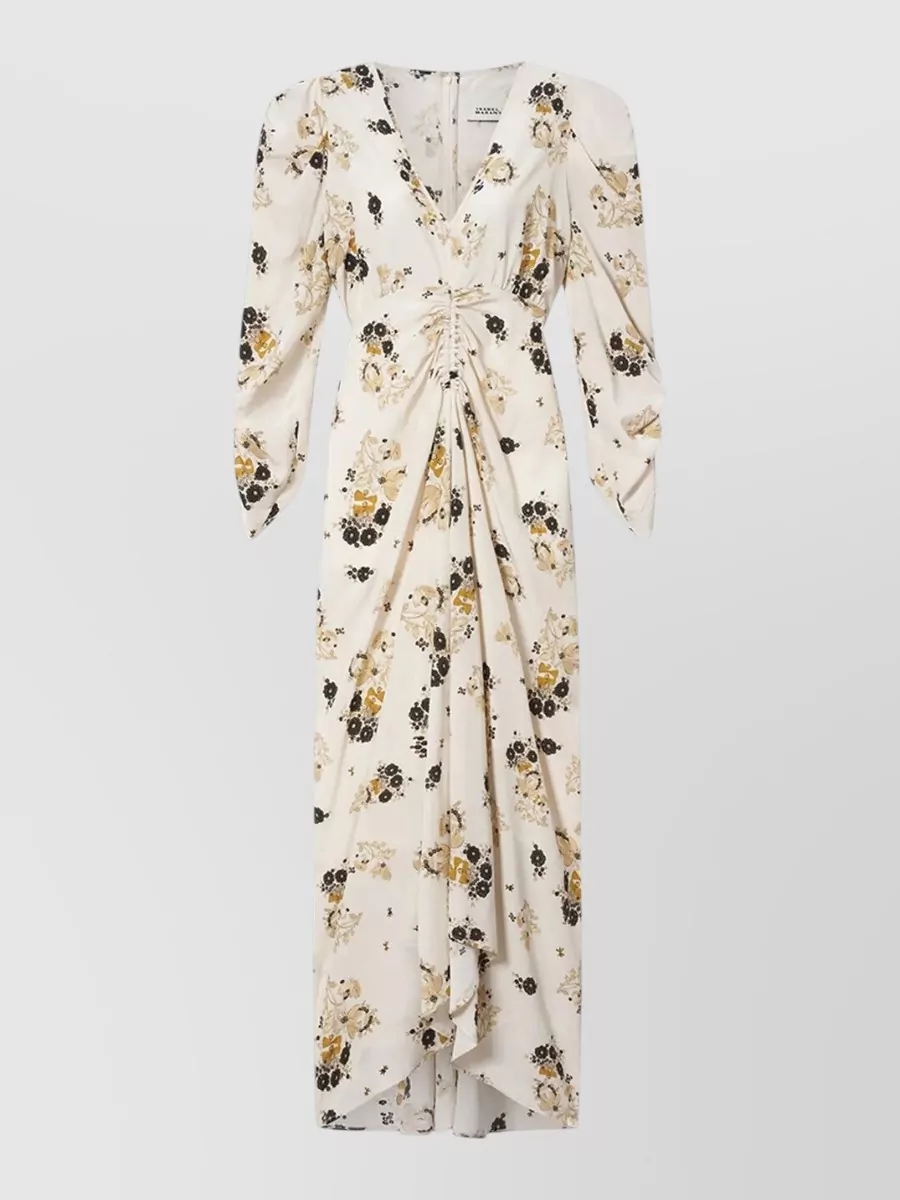 Isabel Marant silk floral-print asymmetric v-neck midi dress