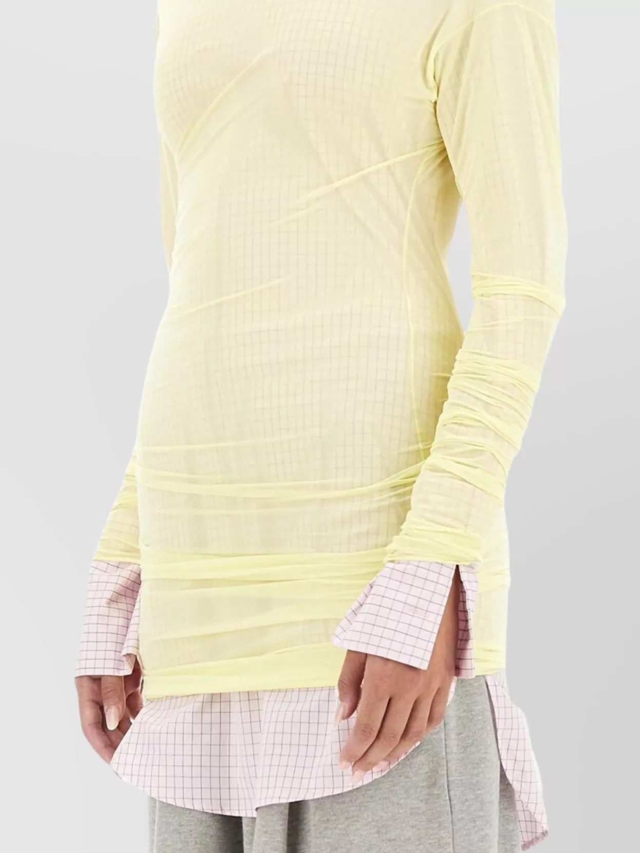 Dries Van Noten Asymmetric Layered Long Sleeve Sheer Top