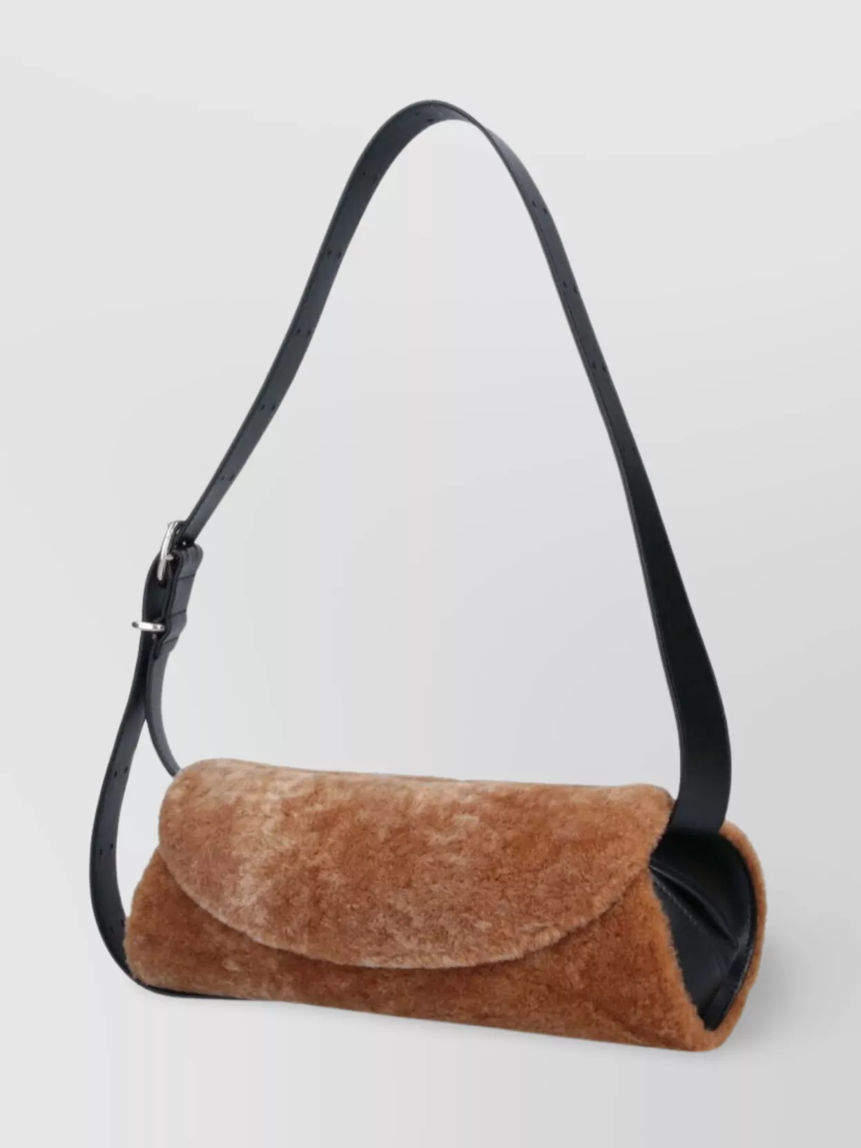 Jil Sander Fur Strap Buckle Shoulder Bag