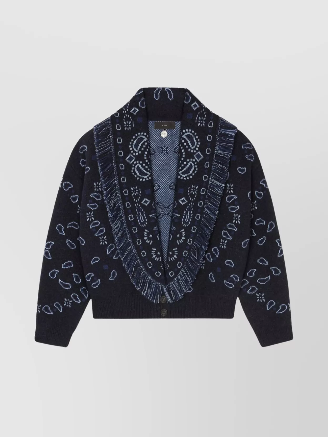 Alanui Fringe Detailing Bomber Jacquard Bandana In Blue