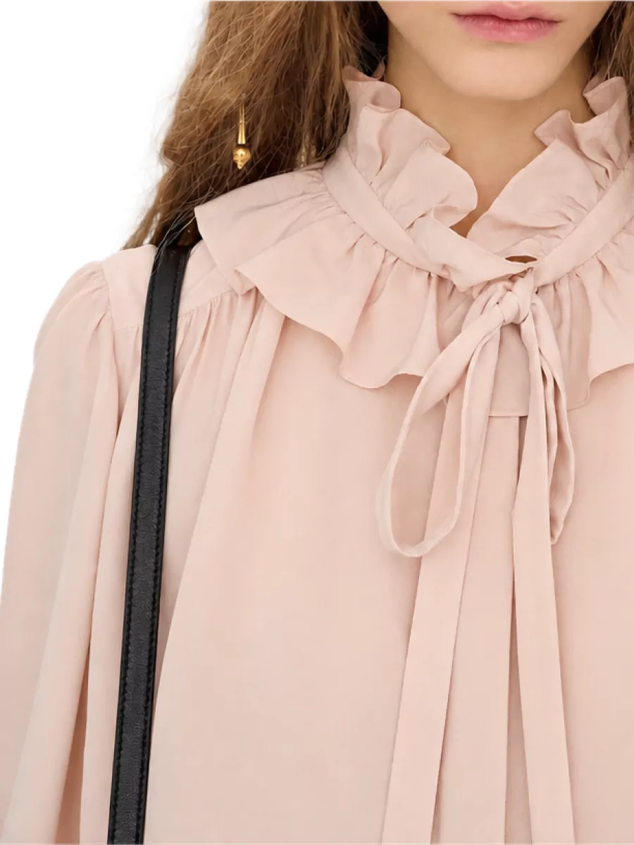 Chloé Silk Ruffled High-Neck Blouse