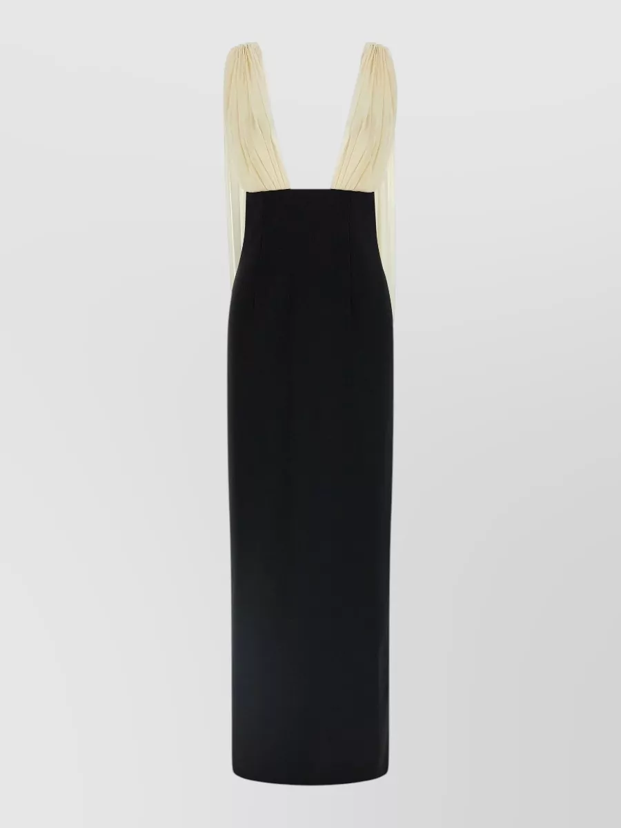 Armarium wool v-neck sleeveless midi dress