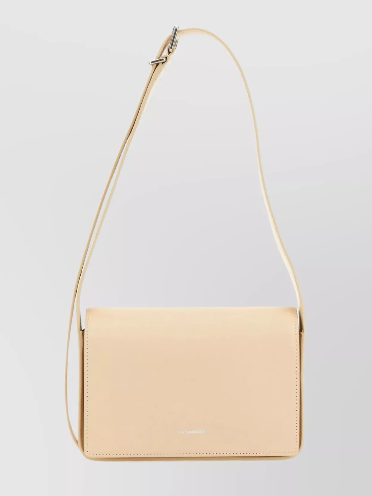 Shop Jil Sander Compact Leather Shoulder Bag In Beige