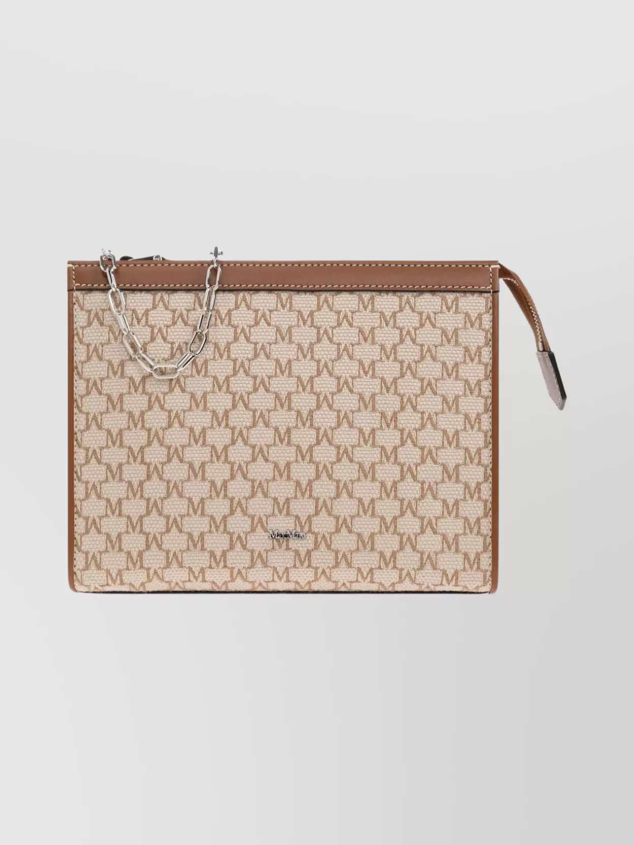 Max Mara Rectangular Clutch Bag Chain Strap In Neutral