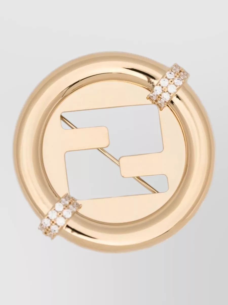 Fendi Embellished Logo Brooch
