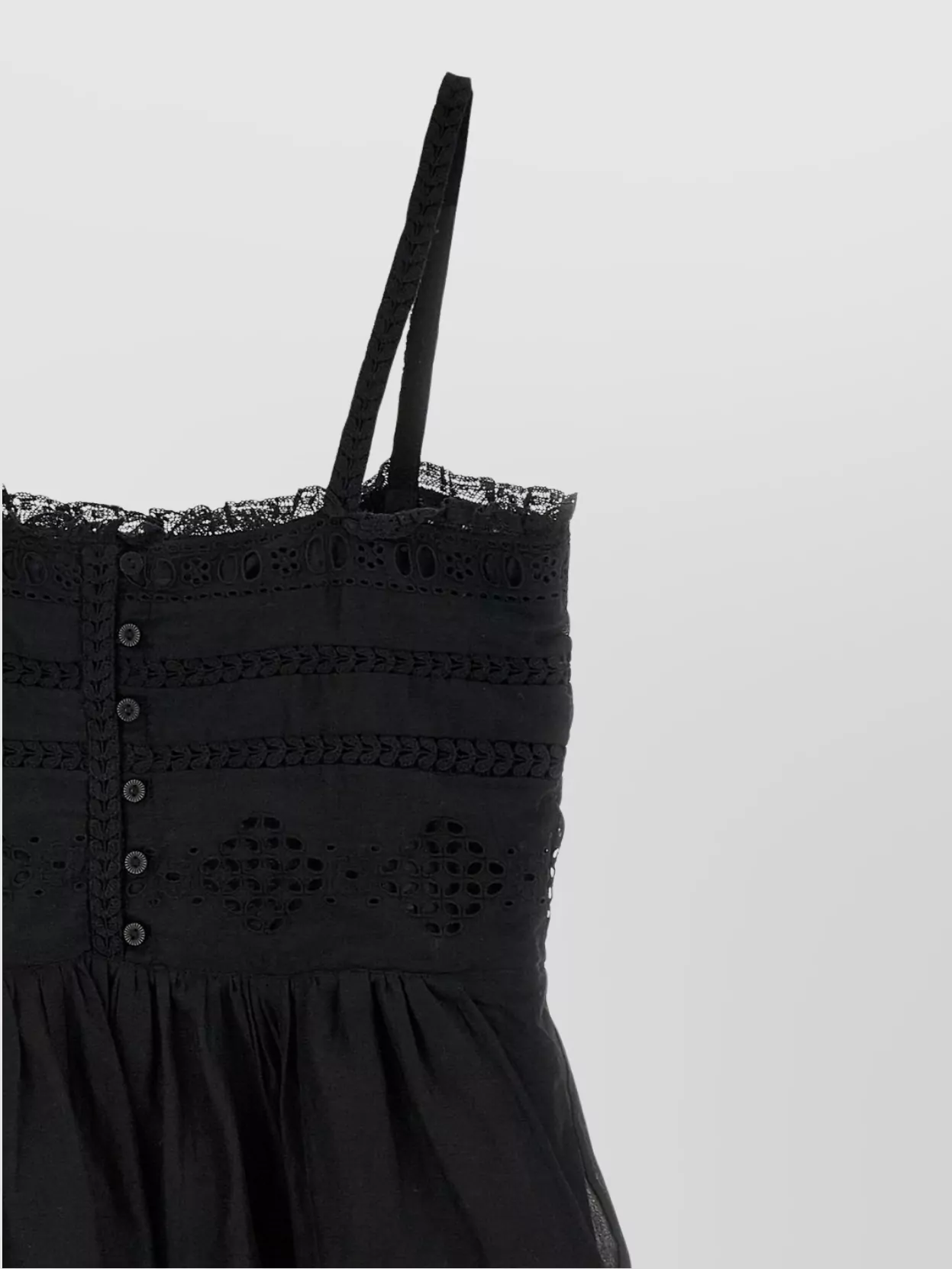 Isabel Marant Etoile Eyelet Flared Lace Jumpsuit Spaghetti Straps