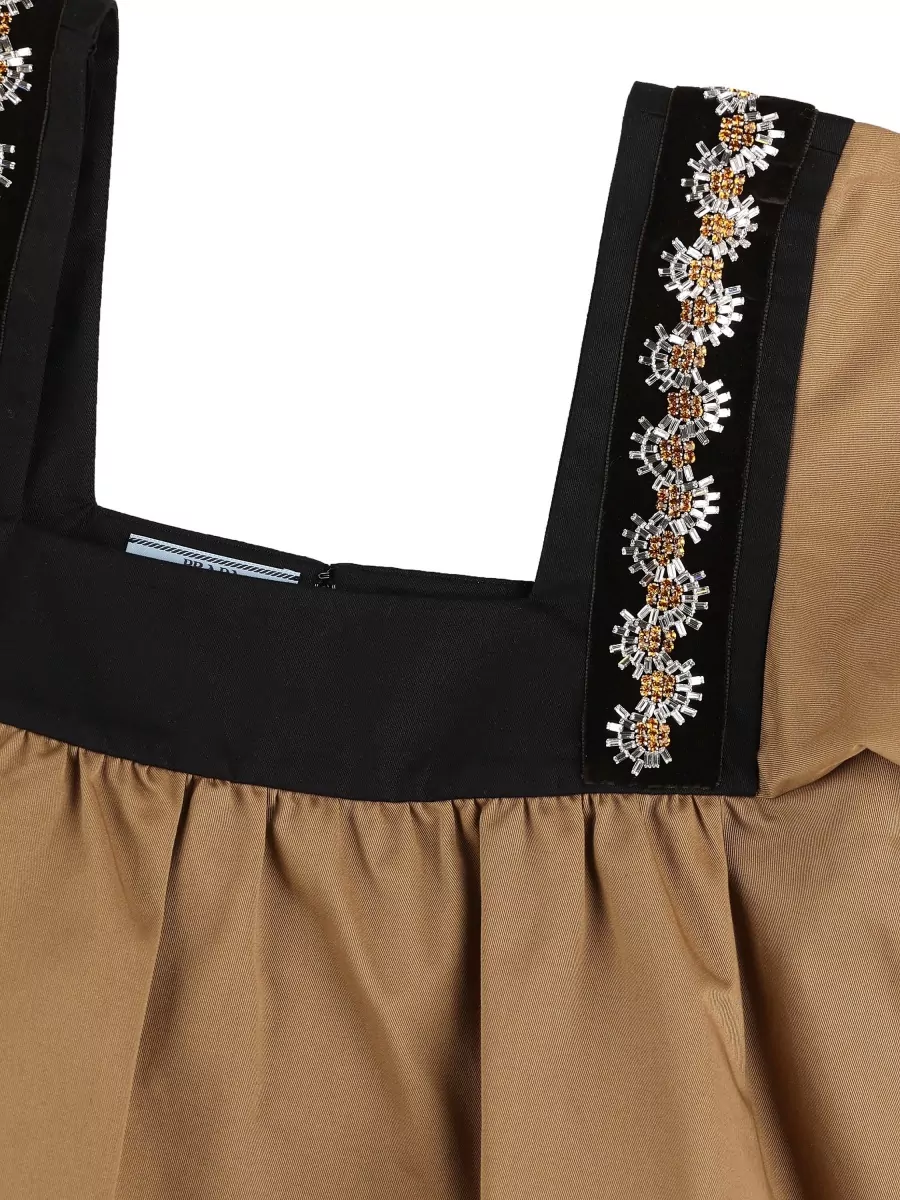 Prada Cotton Embroidered Short-Sleeve Blouse