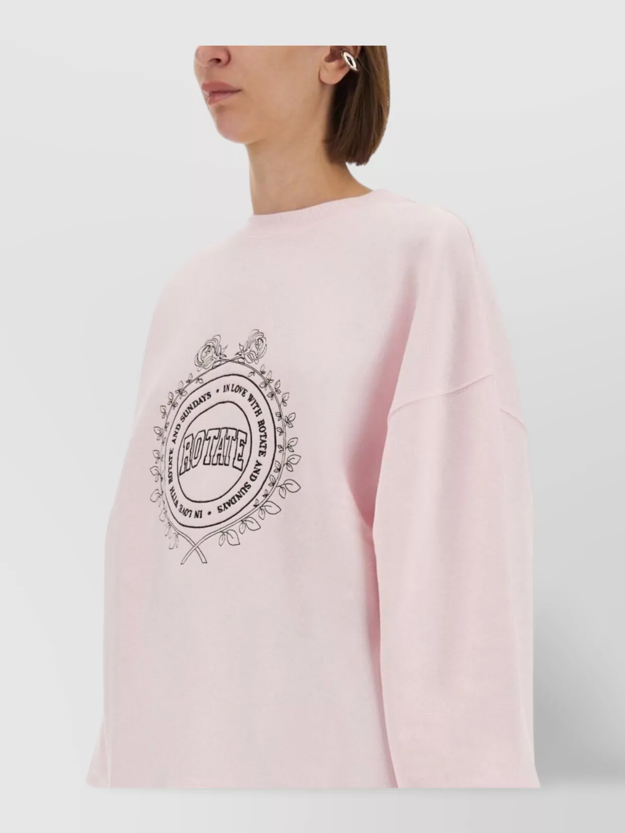 Rotate Birger Christensen Oversized Crew Neck Knitwear With Graphic Print
