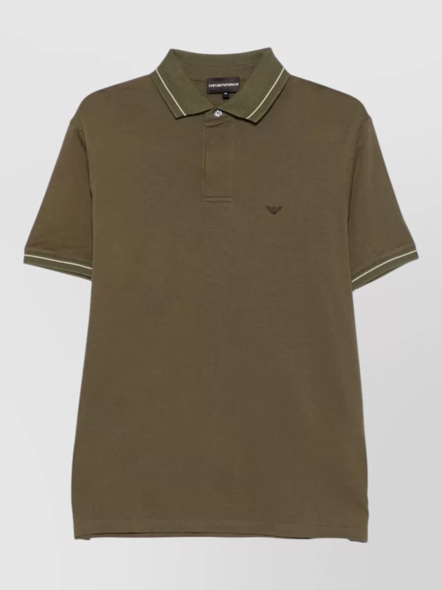 Emporio Armani cotton piqué logo-embroidered polo shirt