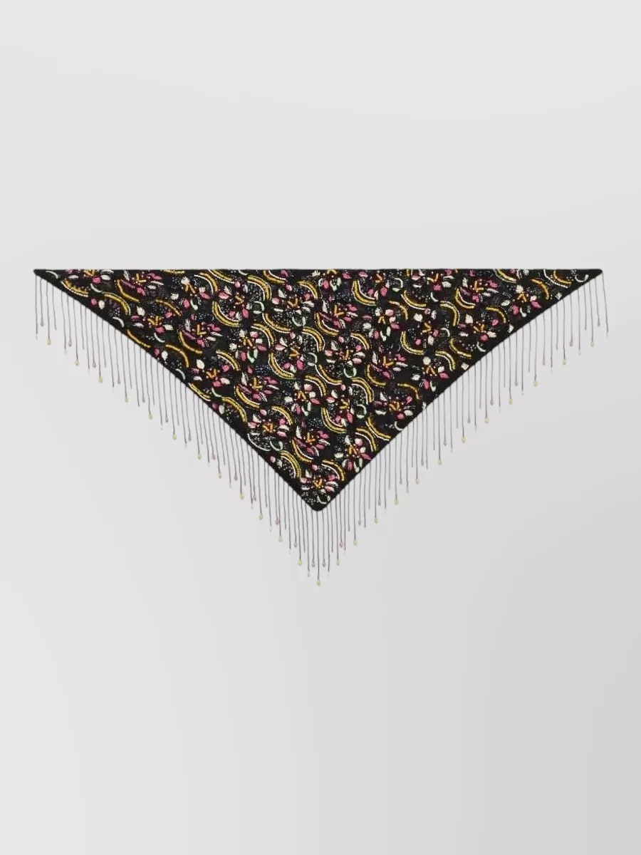 Etro Embroidered Beaded Lace Triangle Scarf