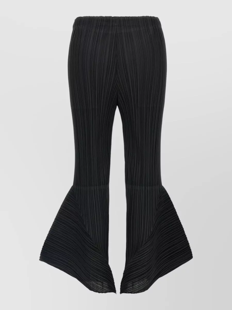 Pleats Please Issey Miyake Pleated Asymmetric Flared Trousers