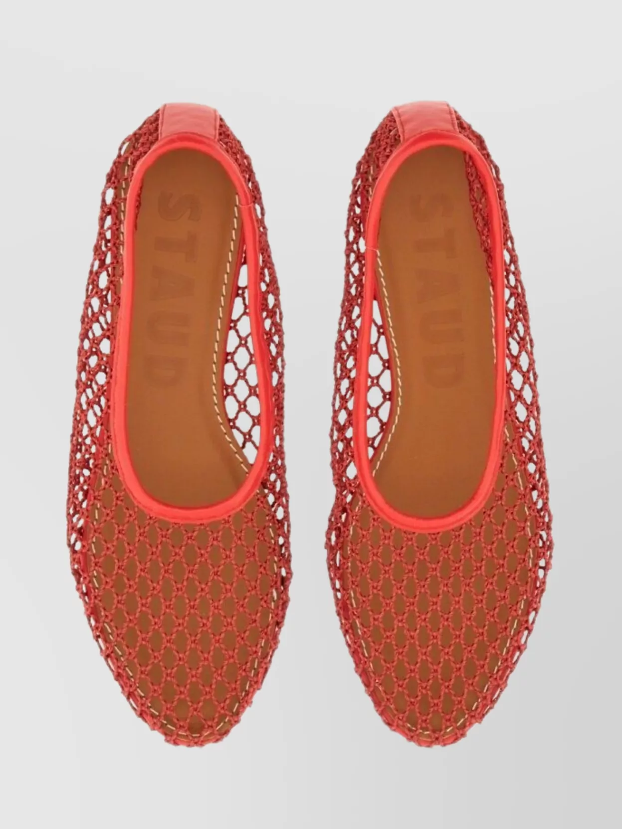 Staud Alba Ballet Flats Red Netting