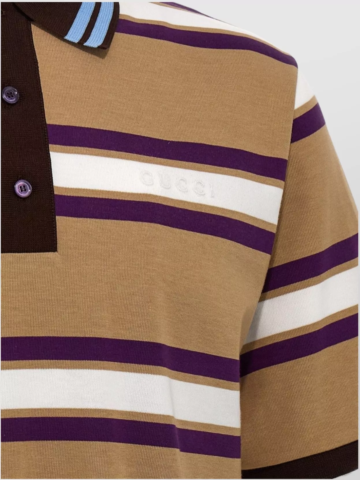 Gucci Striped Polo Shirt Embossed Logo