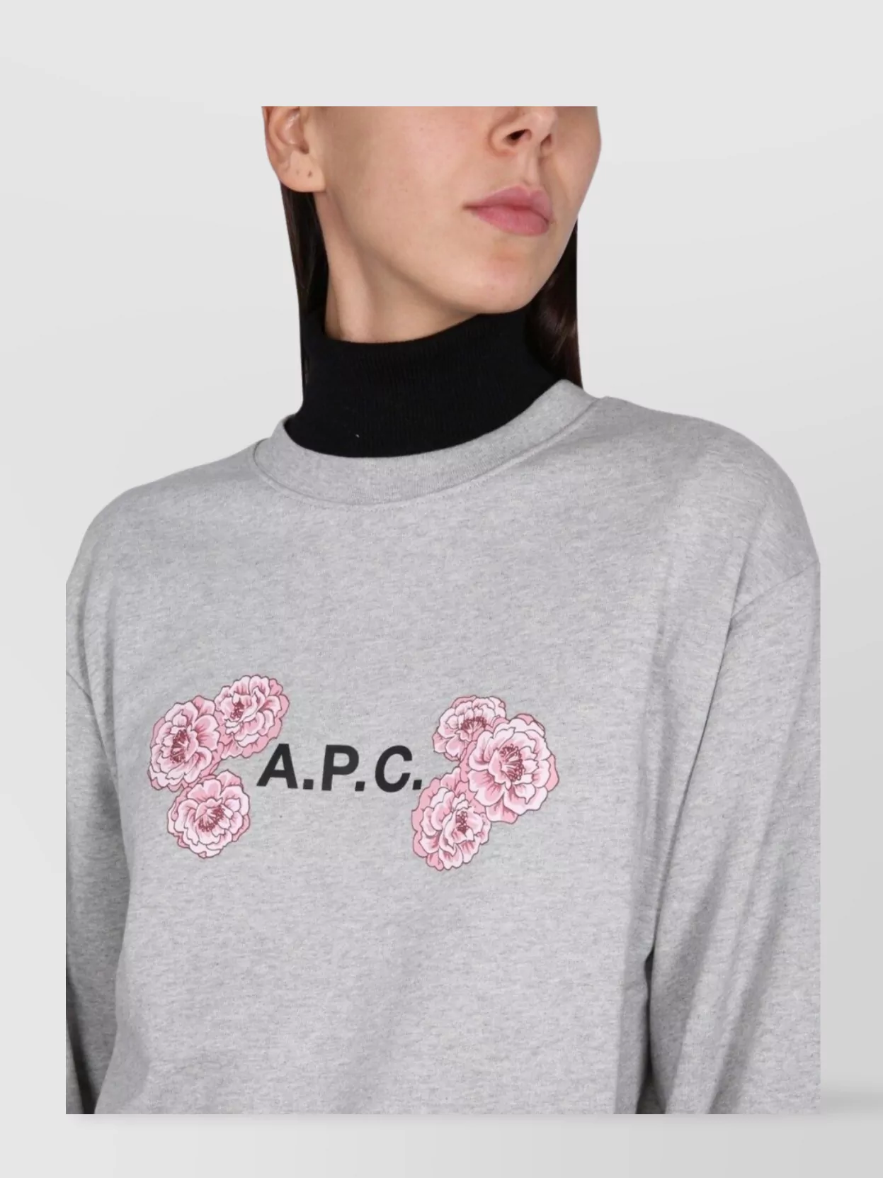 A.p.c. Floral Print Crewneck Knitwear With Ribbed Finish