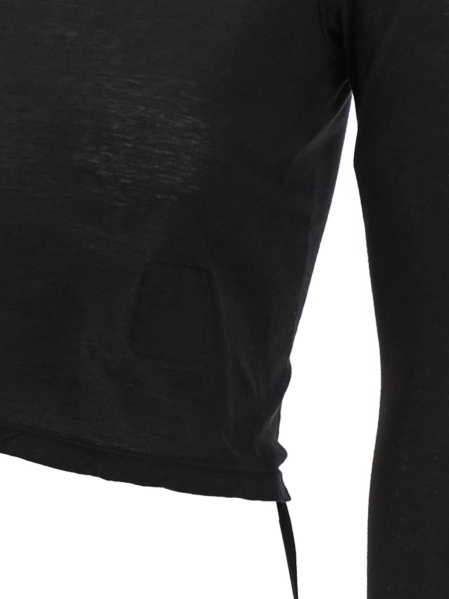 Rick Owens Drkshdw Ziggy Asymmetric Long Sleeve Cropped Top Tie