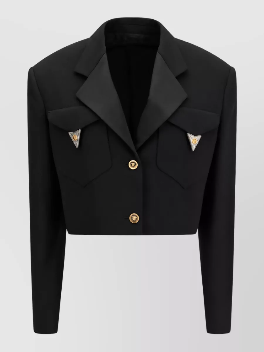 Versace wool cropped single-breasted blazer