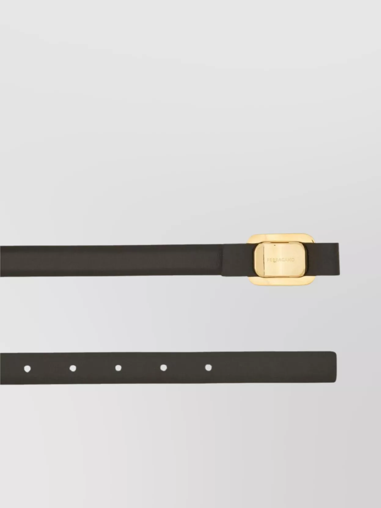 Ferragamo Slim Gold-Tone Hardware Belt