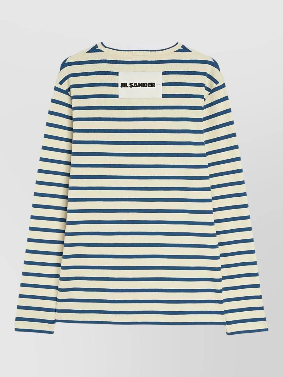 Jil Sander Long Sleeve Crew Neck Striped Top