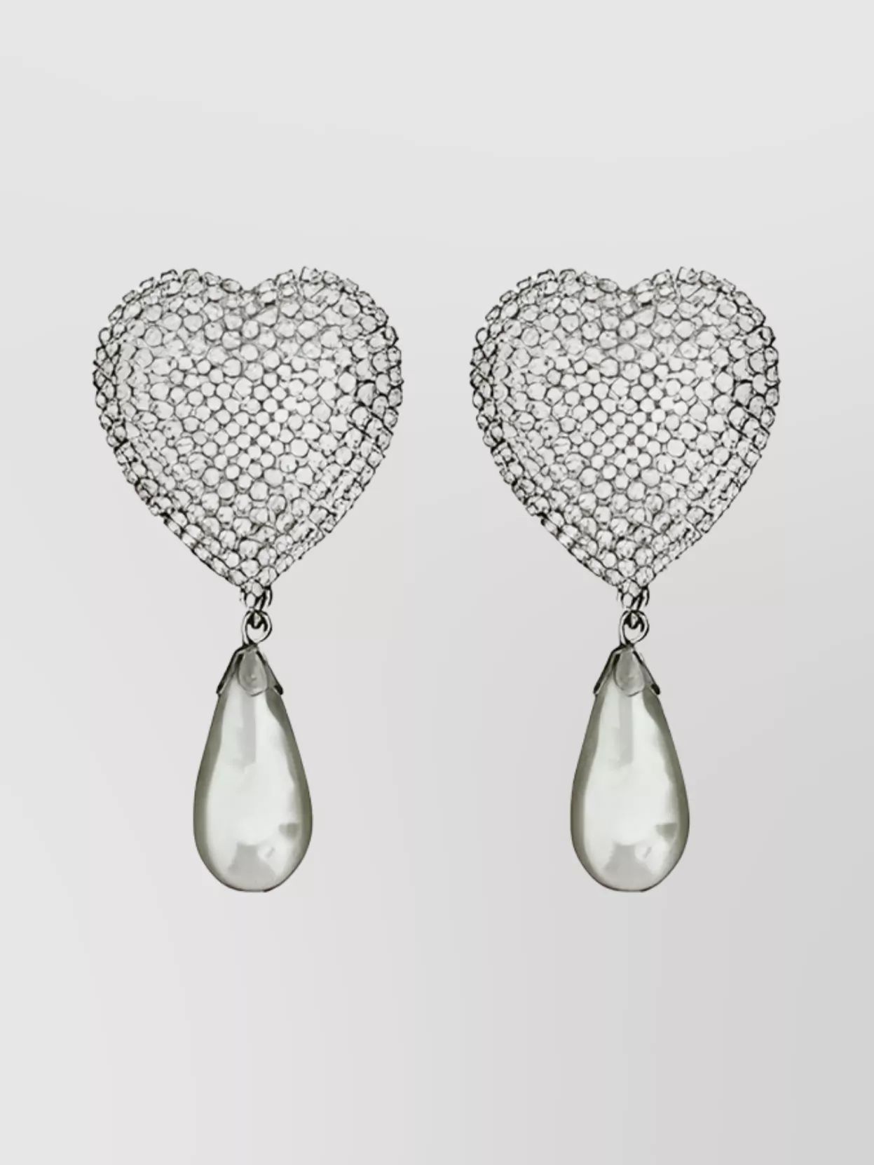 Shop Alessandra Rich Sparkling Heart Drop Earrings