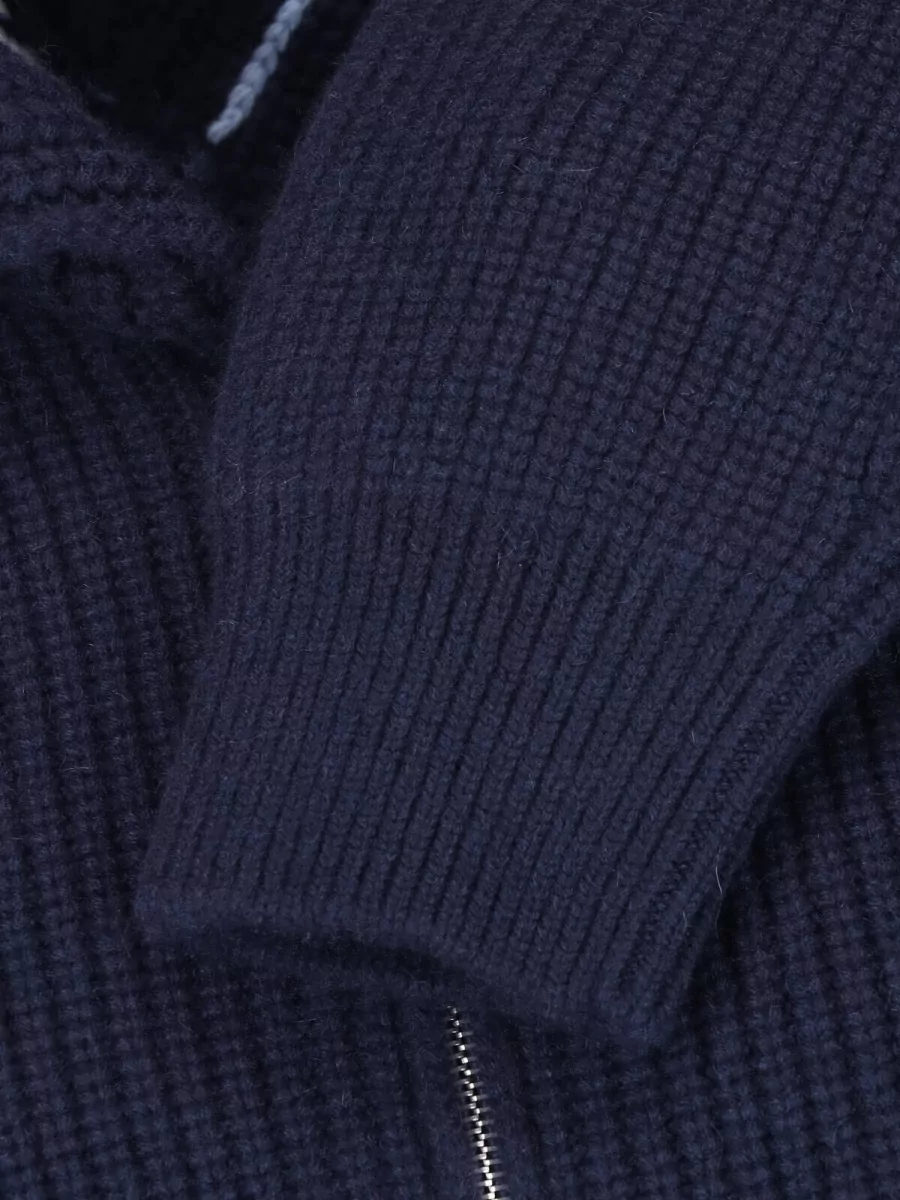 Malo Cashmere Ribbed Oversized High-Neck Zip Sweater