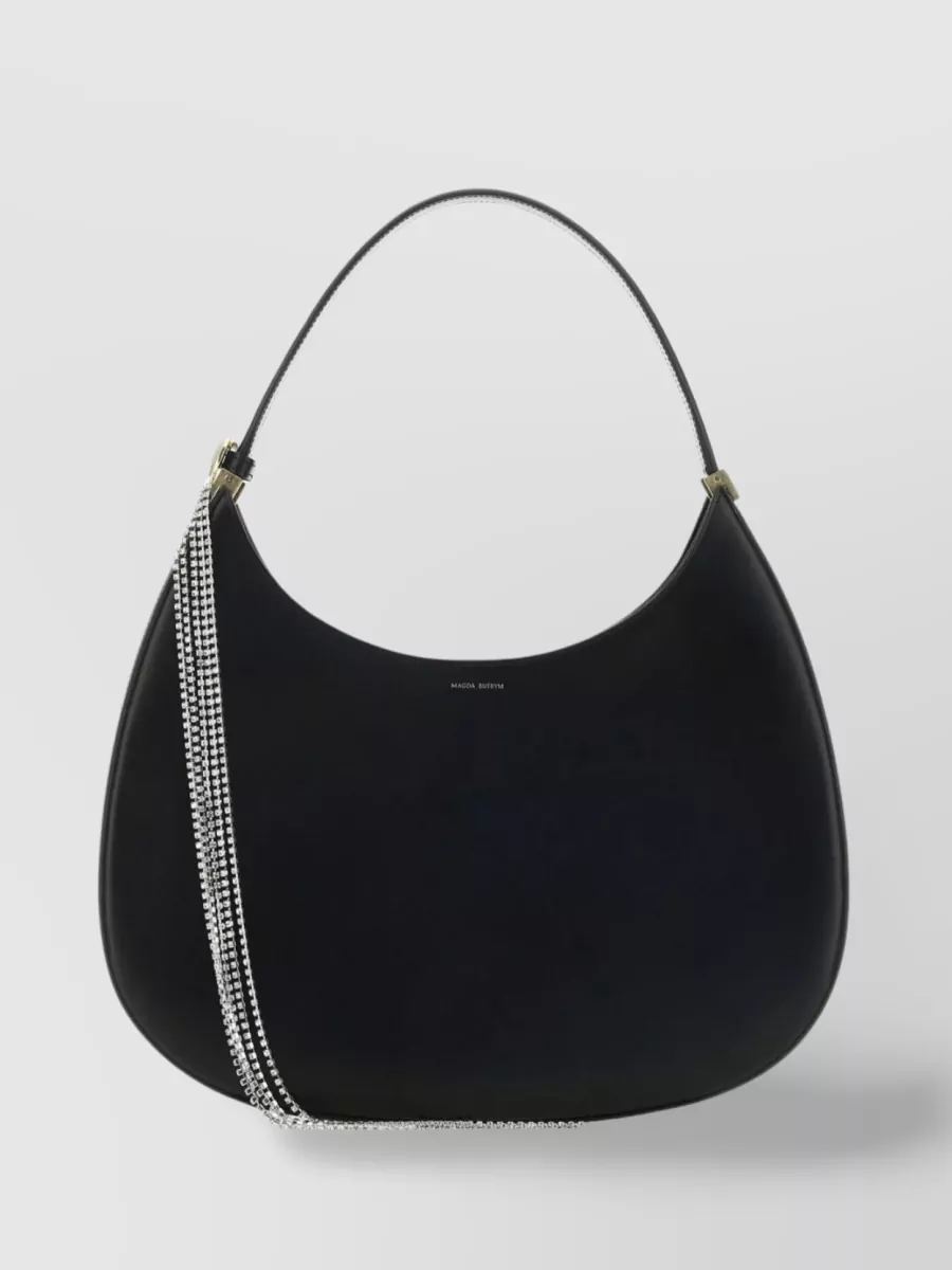 Magda Butrym Large Leather Shoulder Bag With Detachable Chain Handle In Black