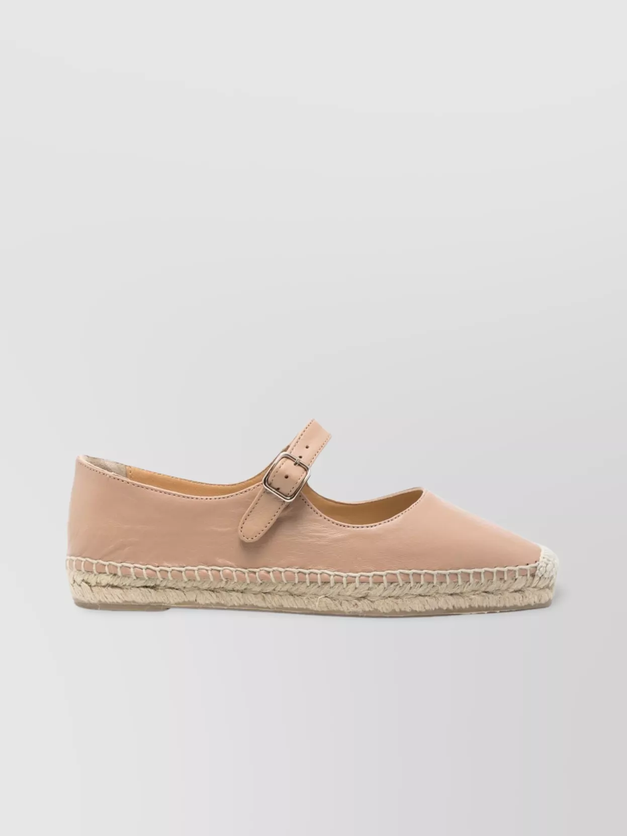 Castaã±er Leather Espadrilles With Braided Raffia Sole