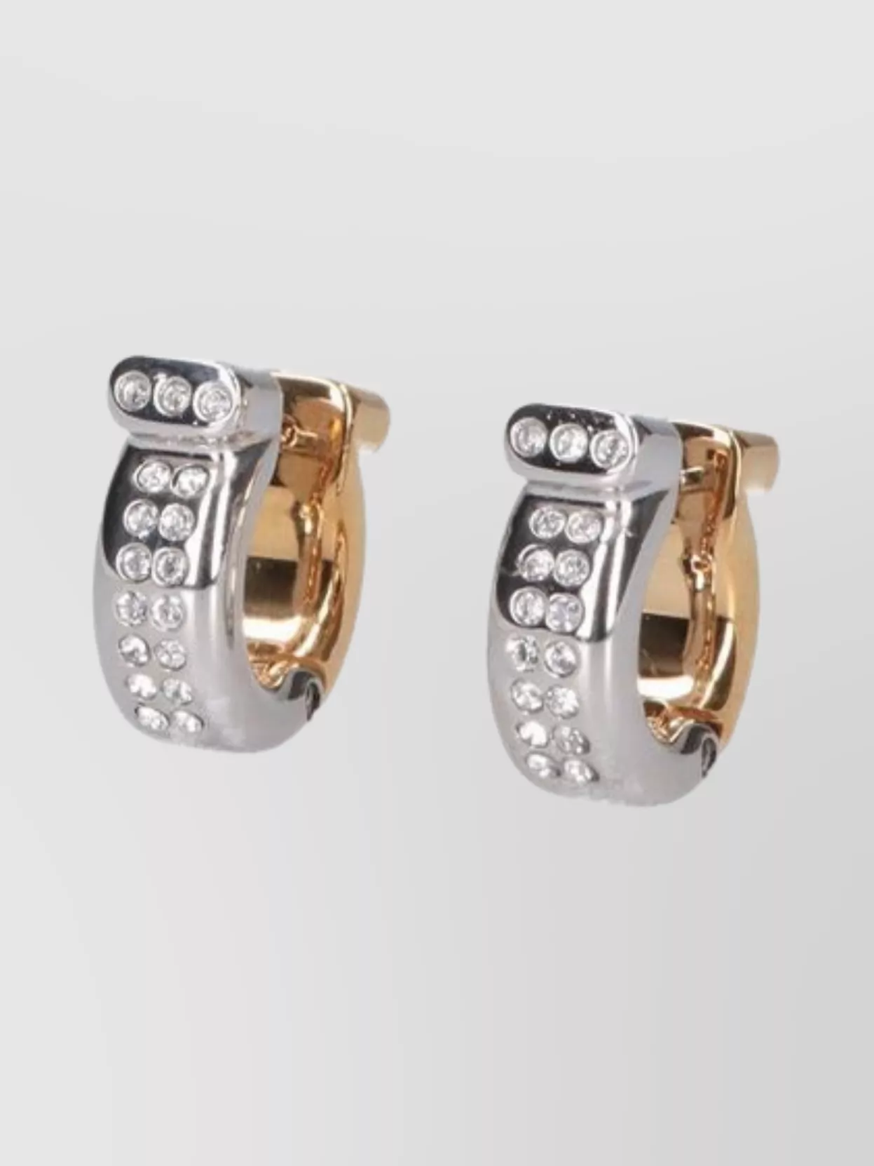Ferragamo Crystal Hoop Earrings Two-Tone Finish