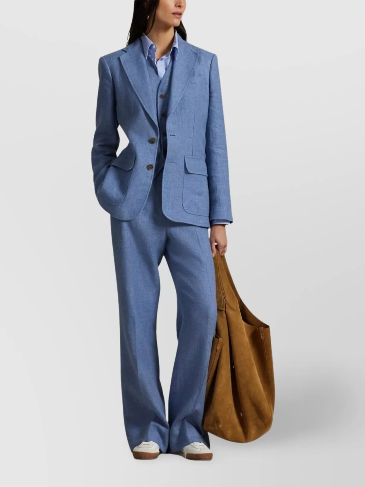 Ralph Lauren V-neck Gilet With Adjustable Back Strap In Blue